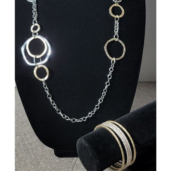 Premier Designs necklace & bracelet mixed metals - Picture 10 of 15